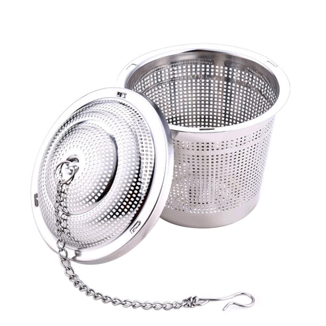 Stainless Steel Strainer Drip Tray Single Cup for Loose Leaf Herbal Tea Soup Cooking Size S