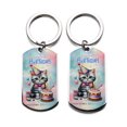 thumbnail image 2 of Happy Birthday Cute Kitten American Shorthair with Cake Gifts Party Hat Stainless Steel Keychain Cat Lover Kitten Owner Gifts Collar Charm Tag Keyring - 00029, 2 of 5