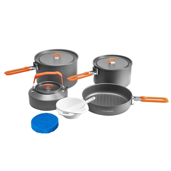 Fire-Maple Feast 4 Kit de utensilios de cocina para acampar, juego de utensilios de cocina para exteriores con ollas, hervidor, cacerolas y espátula para senderismo, pesca, picnic