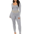 thumbnail image 2 of Elippeo Women Long Sleeve Bodycon Jumpsuits Square Neck Knitted Ribbed Rompers Workout Yoga One-Piece Bodysuit, 2 of 6