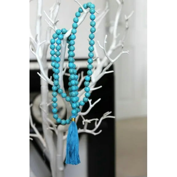 K-KED TURQUOISE MALA 8MM GENUINE 108 BEADS CHAKRA JAPA MALA ROSARY YOGA MEDITATION
