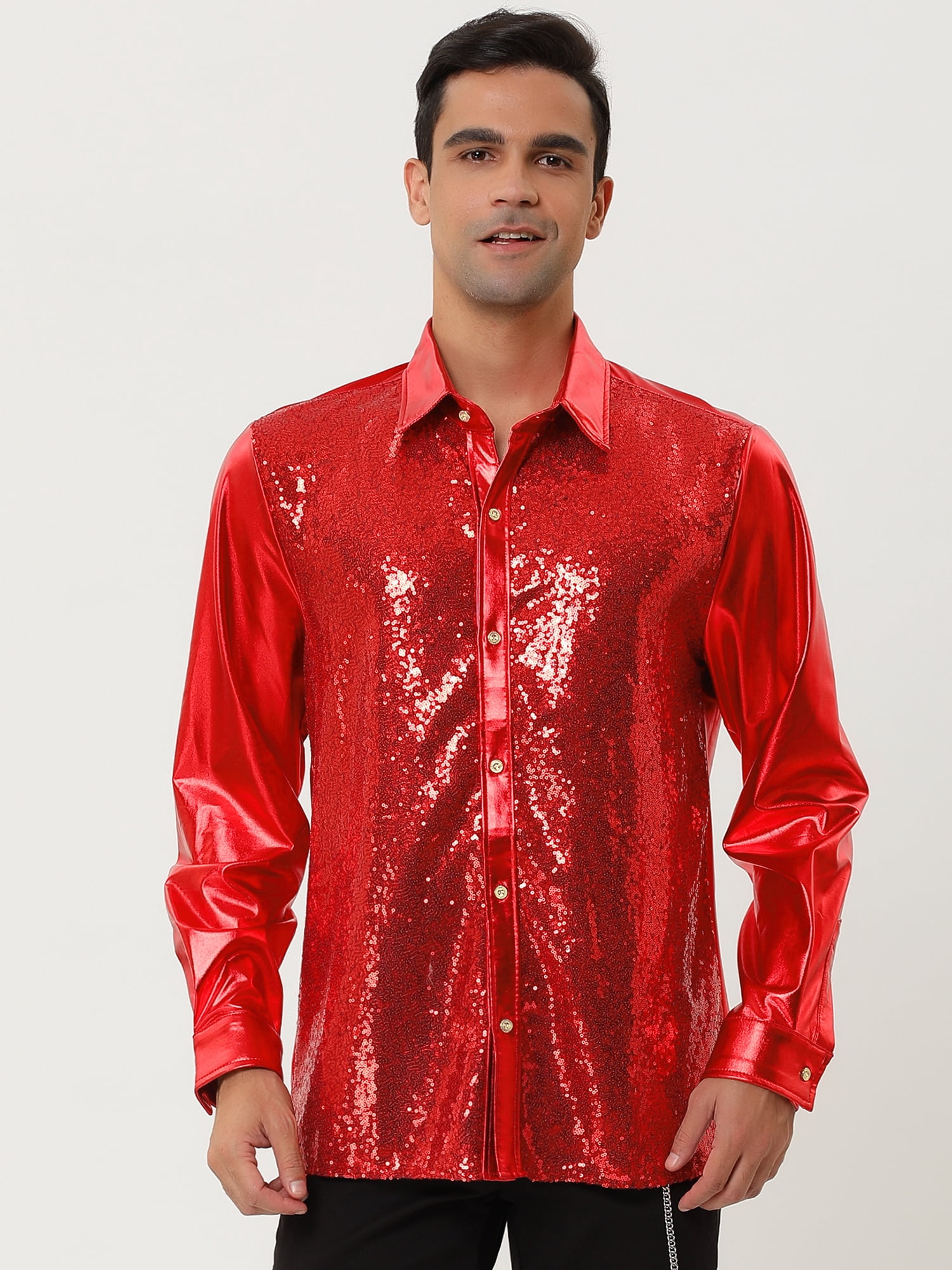 Lars Amadeus - Playera De Lentejuelas Para Hombre, Manga