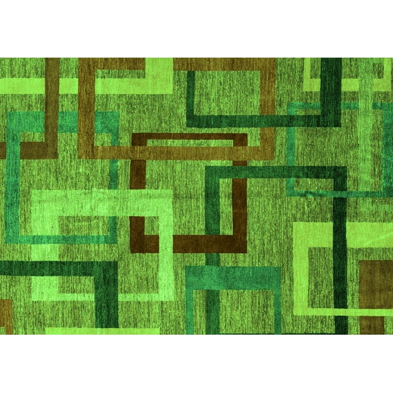 Ahgly Company Indoor Rectangle Oriental Green Modern Area Rugs, 2' x 5'