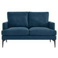 thumbnail image 4 of Loveseat Sofa Couch, Azure Navy Blue, Fabric, Living Kitchen Cafe Bistro Hospitality Restaurant, Modern Contemporary HB34291, 4 of 8