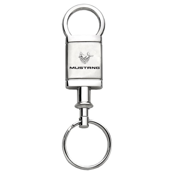 Ford Mustang 45th Anniversary Satin Chrome Valet Key Chain (Silver)