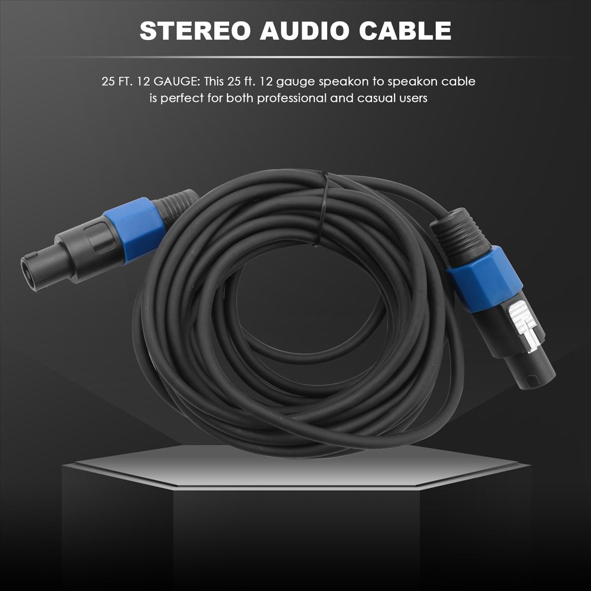 2 Pack 25 Ft Male Speakon to Cables, Professional 12 Gauge AWG Audio Cord DJ Speaker Cable Wire with Twist Lock
