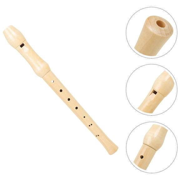 Masteelf Beginner Beige Wood Recorder with Storage Bag 8-Hole Soprano Instrument for Music Lessons