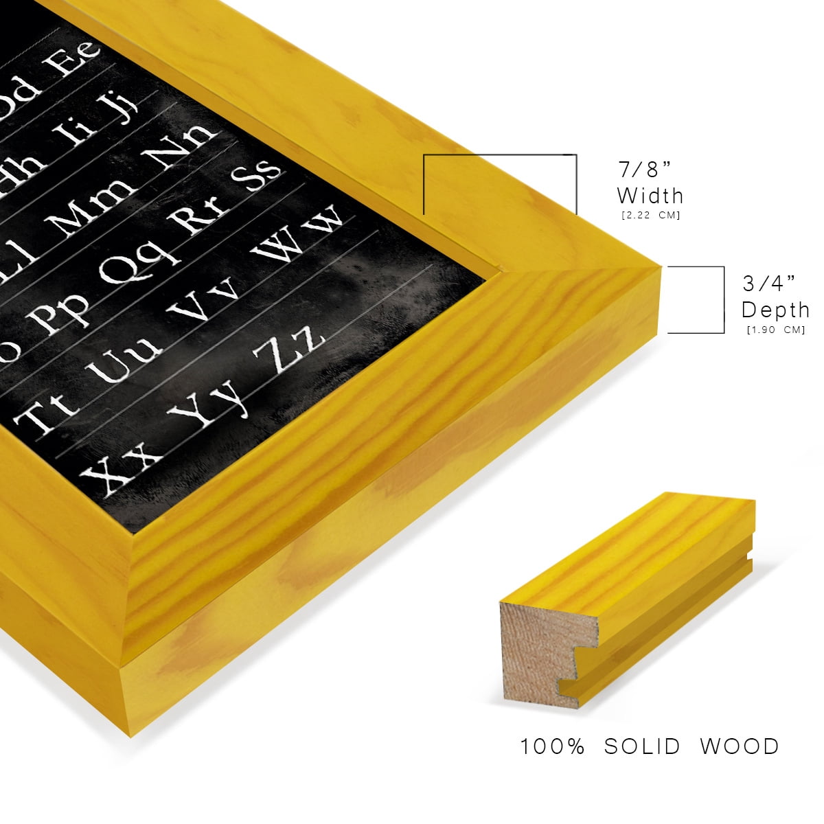 Alphabet Chart - Framed Print w/glass - Sunflower Yellow