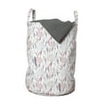 thumbnail image 1 of Floral Laundry Bag, Illustration of Soft Tone Branches Leaves Botany Elements Scattered, Basket with Handles Drawstring Closure for Laundromats, 13" x 19", Pastel Pink and Pale Grey, by Ambesonne, 1 of 4
