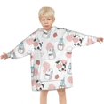 thumbnail image 3 of Pink Cow Milk Pattern Blanket Hoodies for Kids 6-13YR Oversize Wearable Blanket Hoodies for Boys Girls Teens, 3 of 7