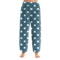 thumbnail image 2 of Women's Trousers With Cuffs, Retro Polka Dot Print, Casual Pants And Pajama Pants, Fun and Comfortable Design for Home, Lounge and Sleep Wear,Mint Green,XL, 2 of 6