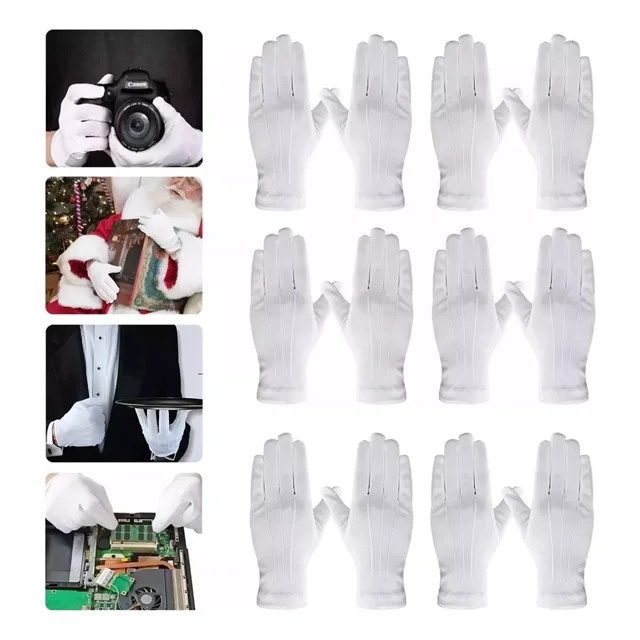 20pares Guantes Blancos Algodón Para Escolta Joyería Meseros
