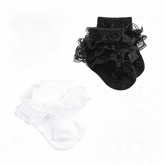 OQRKI Baby Girls Socks Eyelet Ruffle Frilly Lace Summer Thin Dress Socks for Newborn Infant Toddler Kids Ruffle Frilly Lace Ruffle Socks