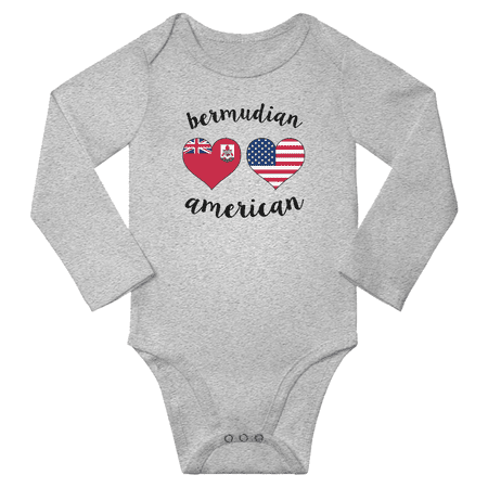 

Bermudian and American Love Heart Baby Long Slevve Bodysuits Unisex Gifts (Gray 12-18 Months)