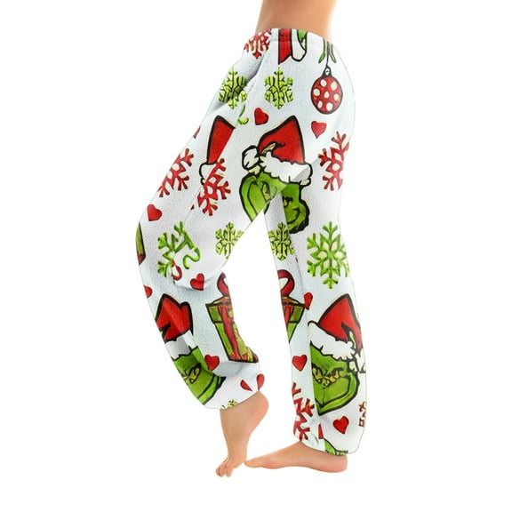 Women's Trousers With Cuffs Christmas Print Casual Pants And Pajamas