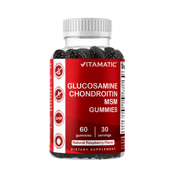 Vitamatic Glucosamine Chondroitin Gummies with MSM & Vitamin E - Joint Support - 60 Pectin Based Gummies