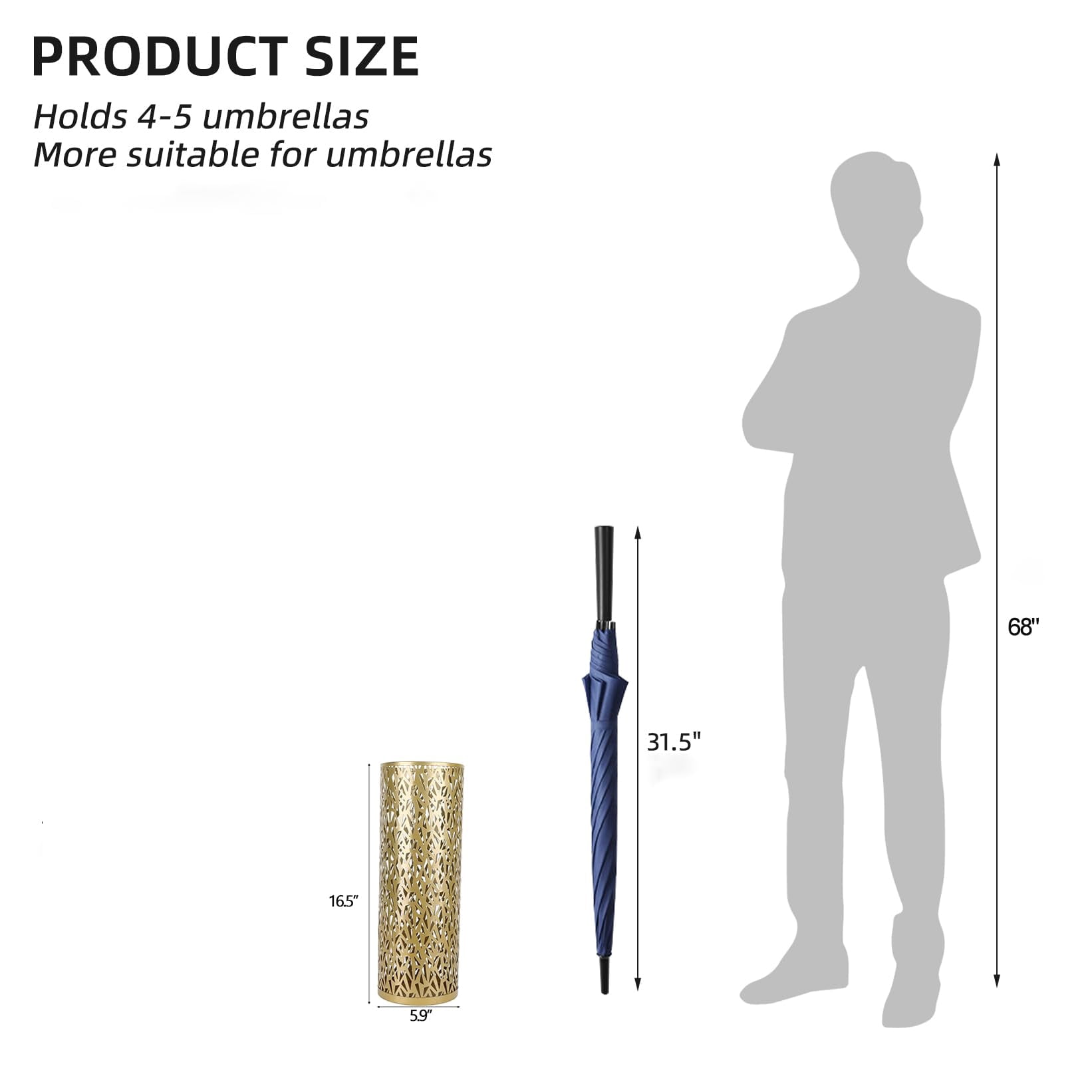 Metal Round Umbrella Stand Rack Free Standing Holder Bin  Canes Walking Sticks For Entryway Home Office