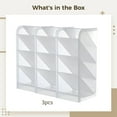 thumbnail image 6 of Desk Organizer 3 Pack, Tilted Design Makeup Brush Holder, Multi Compartment Storage Box for Art Supplies, Clear Plastic Pen Organizer Stand with 3 Sections, 6 of 6