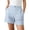 Blue, variant on Striped Summer Shorts for Women Button Closure Elastic Waist Casual Shorts with Pockets