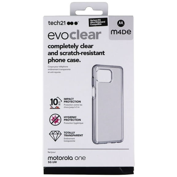 Tech21 Evo Clear Series Hard Case for Motorola One 5G UW - Clear