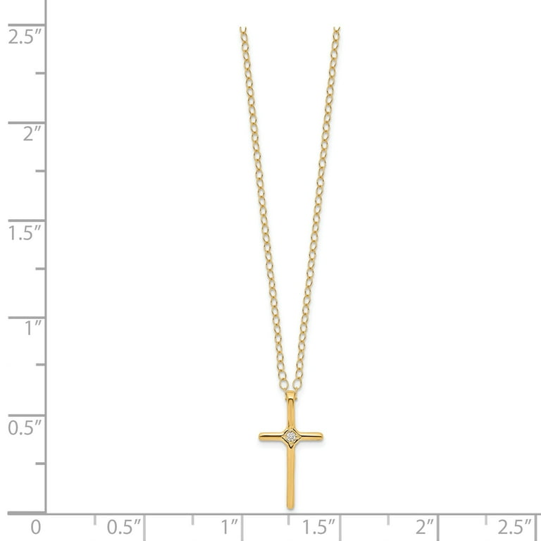 14k Yellow Gold Children's .01ct Diamond Cross 15 14k Yellow Gold Children's .01ct Diamond Cross 15