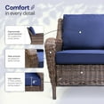thumbnail image 4 of Krikacy 3-PCS Wicker Armchair Bistro Set,HDPE Hand-Woven Modular Patio Set for Porch Lawn,Blue, 4 of 8