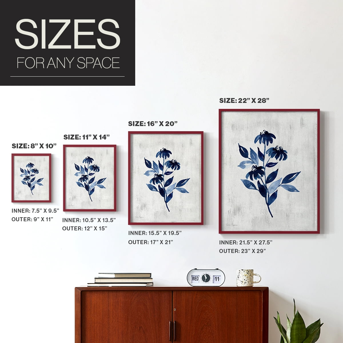 Wild Indigo I Framed Print in Red Solid Wood 11 x 14 Framed Print
