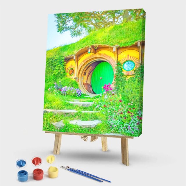 Cuadros Decorativos Pintura rupestre de dibujos animados por número juego de pinturas acrílicas para arte de pared moderno Ehuebsd embutido en tela