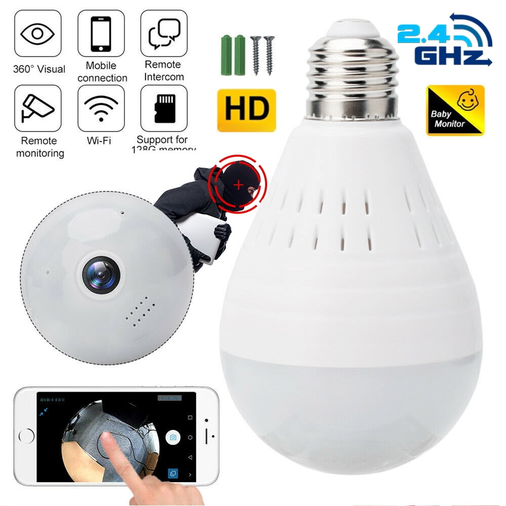 1080P Light Bulb Camera 360 Degrees Panoramic Cameras 2.4GHz WiFi