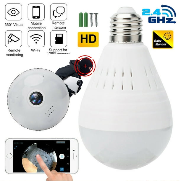 1080P Light Bulb Camera 360 Degrees Panoramic Cameras 2.4GHz Wi-Fi
