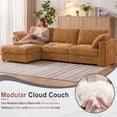thumbnail image 3 of Holaki 138" L-Shaped Oversized Modular Sectional Sofa with Ottoman, 3 Seater Comfy Cloud Couch for Living Room, Deep Seat Down-Filled Sofa with 2 Built-in Side Tables & Storage Space, Orange, 3 of 10