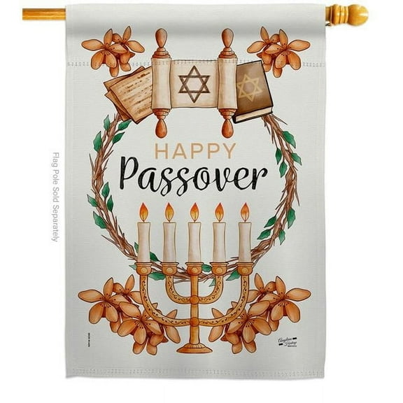 Angeleno Heritage H137259-BO Passover Religious Double-Sided Garden Decorative House Flag, Multi Color