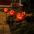 thumbnail image 7 of Solar Halloween Pumpkin Stake Lights, Outdoor Resin Jack-O-Lantern Garden Decor with Auto-On Led, Waterproof Pathway Yard Ornament for Patio Lawn Fall Party, 7 of 7