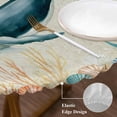 thumbnail image 3 of Whale Coastal Round Tablecloth, Fitted Table Cover with Elastic for 45"-54" Round Tables, Vintage Nautical Ocean Starfish Compass Table Cloth Outdoor Indoor Dinning Party Waterproof Tablecloths, 3 of 7
