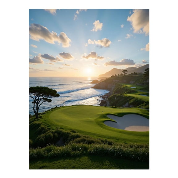 Diamond Art Kit for Adults, Ocean Sunset Golf Course View Diamond Painting for Adults Beginners, DIY Diamond Art Painting Kits, 5D Diamond Painting Crafts for Home Decor 12x16 Frameless