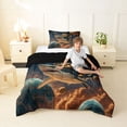 thumbnail image 4 of jejeloiu Galaxy Tiger Shark Adventure Twin Comforter Sets,Outer Space Theme Bedding Set For Boys,Orange Blue,Black Reversible,2pcs,1 Comforter and 1 Pillowcase, 4 of 7
