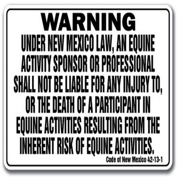SignMission WS-A-1014-New Mexico New Mexico Equine Sign for Activity Liability Warning Statute Horse Farm Barn Stable