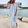 thumbnail image 6 of IUYRTFE Women's Striped Button Down Shirt Dress Long Sleeve Collared Maxi Dress with Pockets Loose Fit Casual Long Gown, 6 of 7