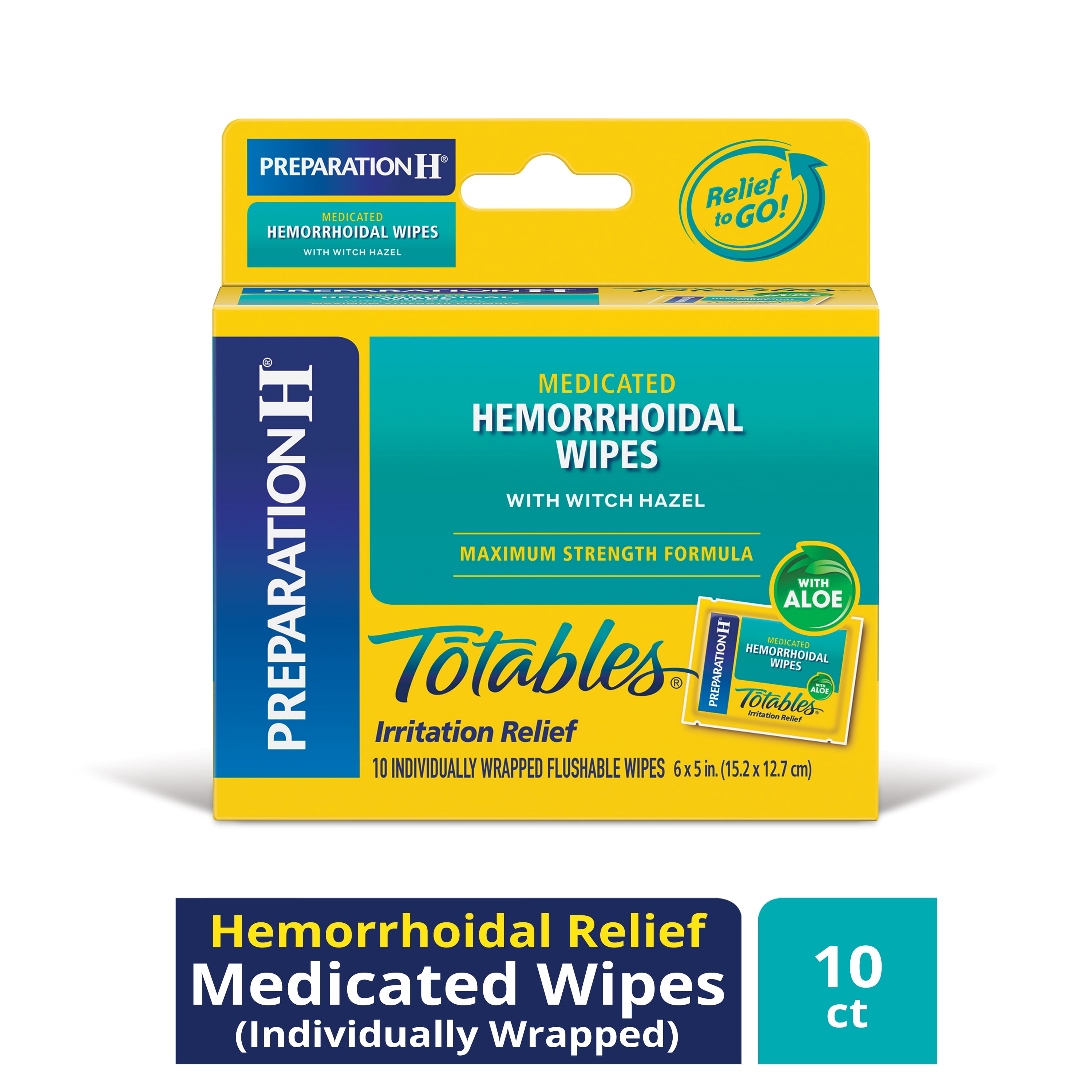 Preparation H Totables Medicated Hemorrhoid Wipes and flushable Wipes