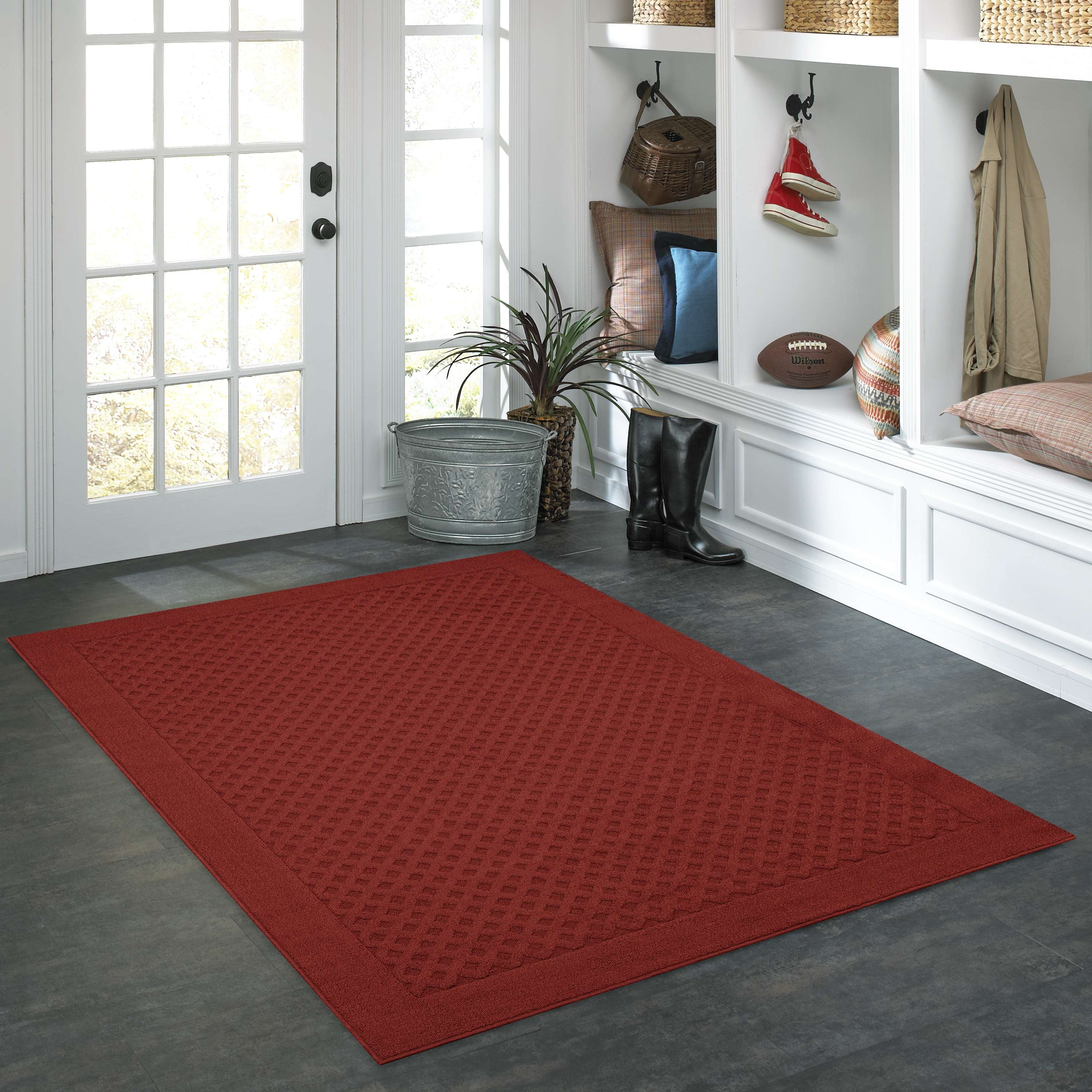 Mainstays Dylan Solid Diamond Olefin Red Indoor Area Rug Set, 3 Piece