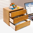 thumbnail image 3 of 3-TIER Wood Yellow Desk Drawer Organizer Case Storage Cabinet Rectangle Tung Wood Desktop Storage Case, 3 of 17