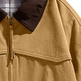 thumbnail image 6 of Winter Jackets for Men Cotton Contrast Color Washed Vintage Work Jacket Lapel Long Sleeve Full Zip Loose Casual Outer Coat Fashion Casual Coats, 6 of 9