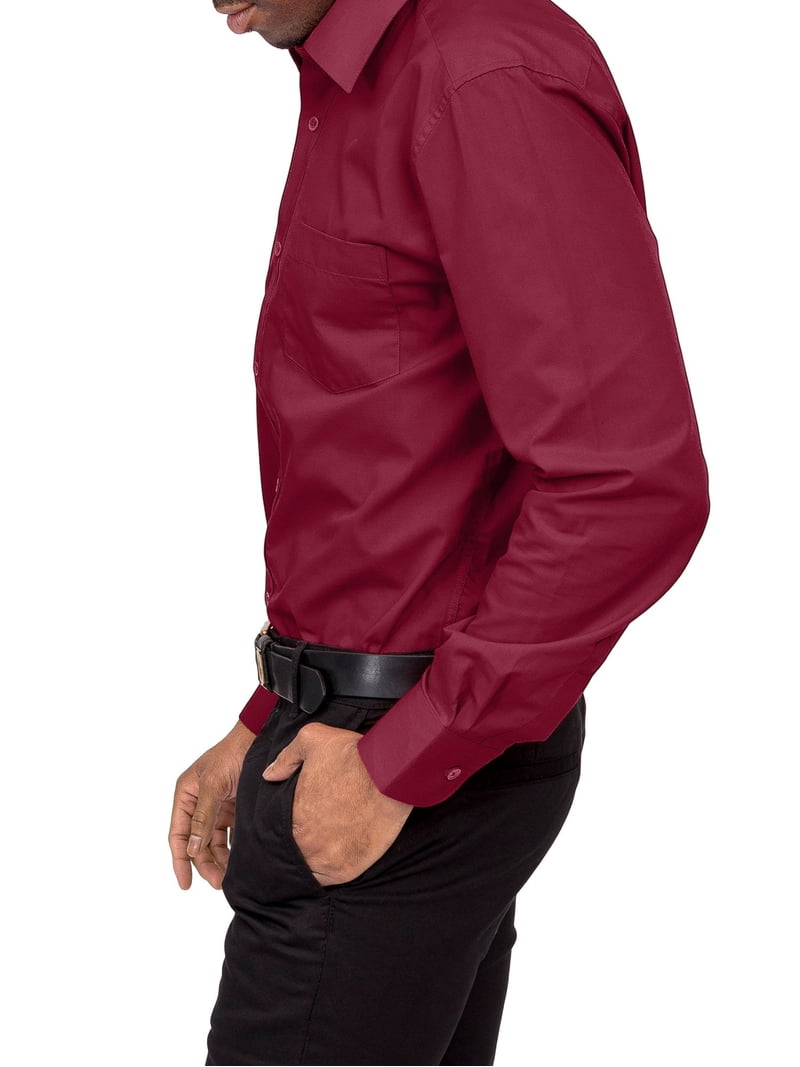 burgundy high neck mini dress Wrinkle Free Cotton Stretch Burgundy Dress Shirt (Item cc71) main image 0
