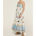 thumbnail image 2 of Women Coastal Print Maxi Dress Spaghetti Strap High Waist Flowy Linen Look Sundress, 2 of 5