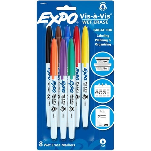 Expo Vis--Vis Wet-Erase Markers Fine Marker Point - Multi - 4 / Pack