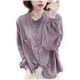 thumbnail image 3 of Blusa,Camiseta de verano de manga larga con cuello redondo para mujer, corte regular informal, tejido elástico cómodo, ideal para el hogar y el trabajo, sopatenor, 3 of 8