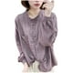 thumbnail image 3 of Blusa,Camiseta de verano de manga larga con cuello redondo para mujer, corte regular informal, tejido elástico cómodo, ideal para el hogar y el trabajo, sopatenor, 3 of 8