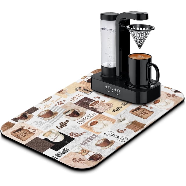 Coffee Mat 19inx12in,Coffee Bar Mat for Countertops,Absorbent Hide Stain Anti-Slip Coffee Bar Accessories Fit Under Coffee Machine Mat,Dish Drying mats for Kitchen