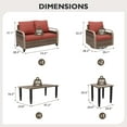 thumbnail image 6 of EAGLE PEAK 5 Piece Wicker Outdoor Patio Furniture Set, Patio Set with 2 Swivel Rocking Chairs, 2 Seat Loveseat Sofa, Coffee Table, and Side Table, Brown/Red, 6 of 8