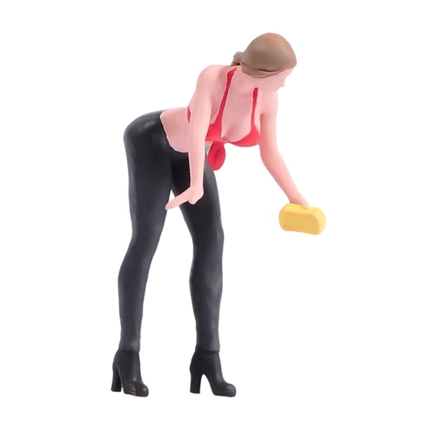 Figura en miniatura de una chica lavando escala 1:64. Figura en miniatura para escena. Pequeño accesorio de fotografía. Decoración para mesa